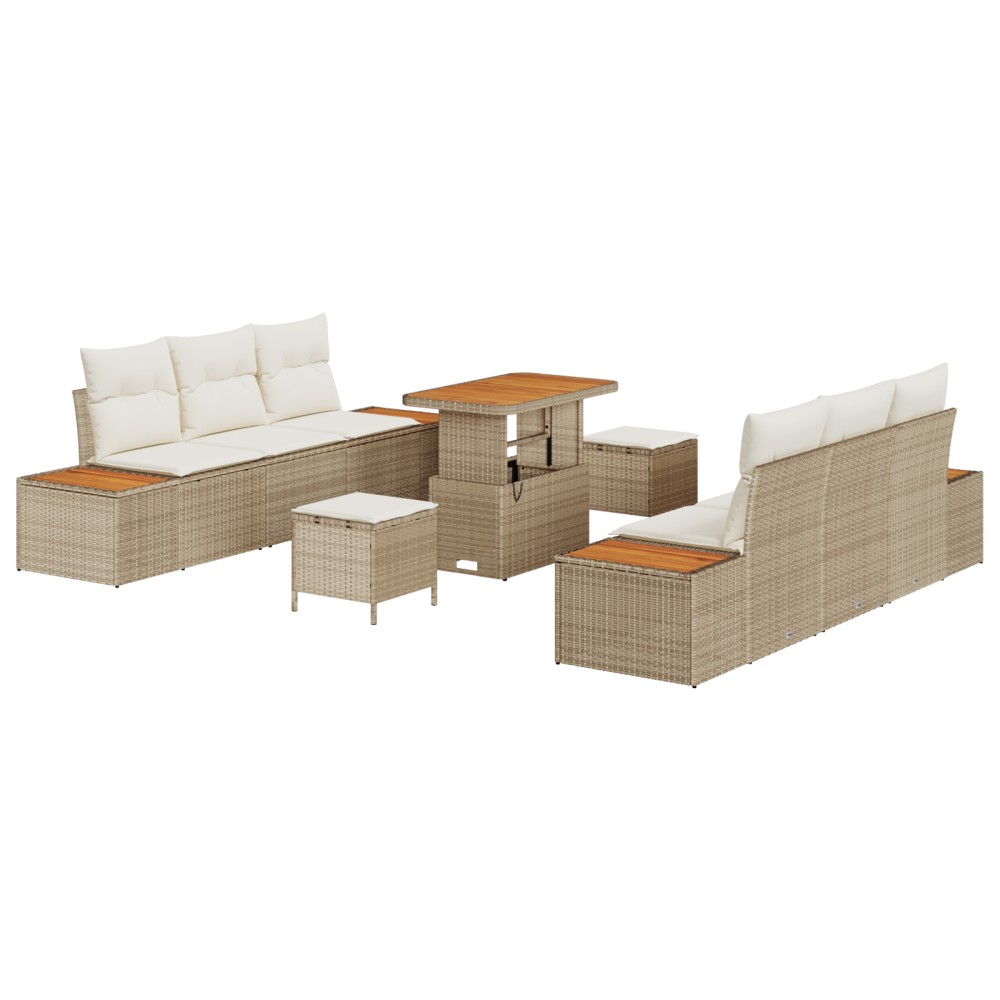 vidaXL Set de canapele pentru grădină cu pernă 9 pcs Bej și crem