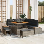 vidaXL Set de canapele pentru grădină cu pernă 8 pcs Gri Rattan poli