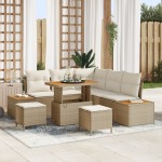 vidaXL Set de canapele pentru grădină cu pernă 8 pcs Bej Rattan poli