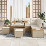 vidaXL Set de canapele pentru grădină cu pernă 8 pcs Bej Rattan poli