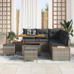 vidaXL Set de canapele pentru grădină cu pernă 8 pcs Gri Rattan poli vidaXL Set de canapele pentru grădină cu pernă 8 pcs Gri Rattan poli