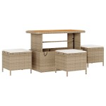 vidaXL Set de canapele pentru grădină cu pernă 9 pcs Bej Rattan poli