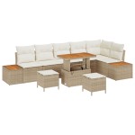 vidaXL Set de canapele pentru grădină cu pernă 9 pcs Bej Rattan poli