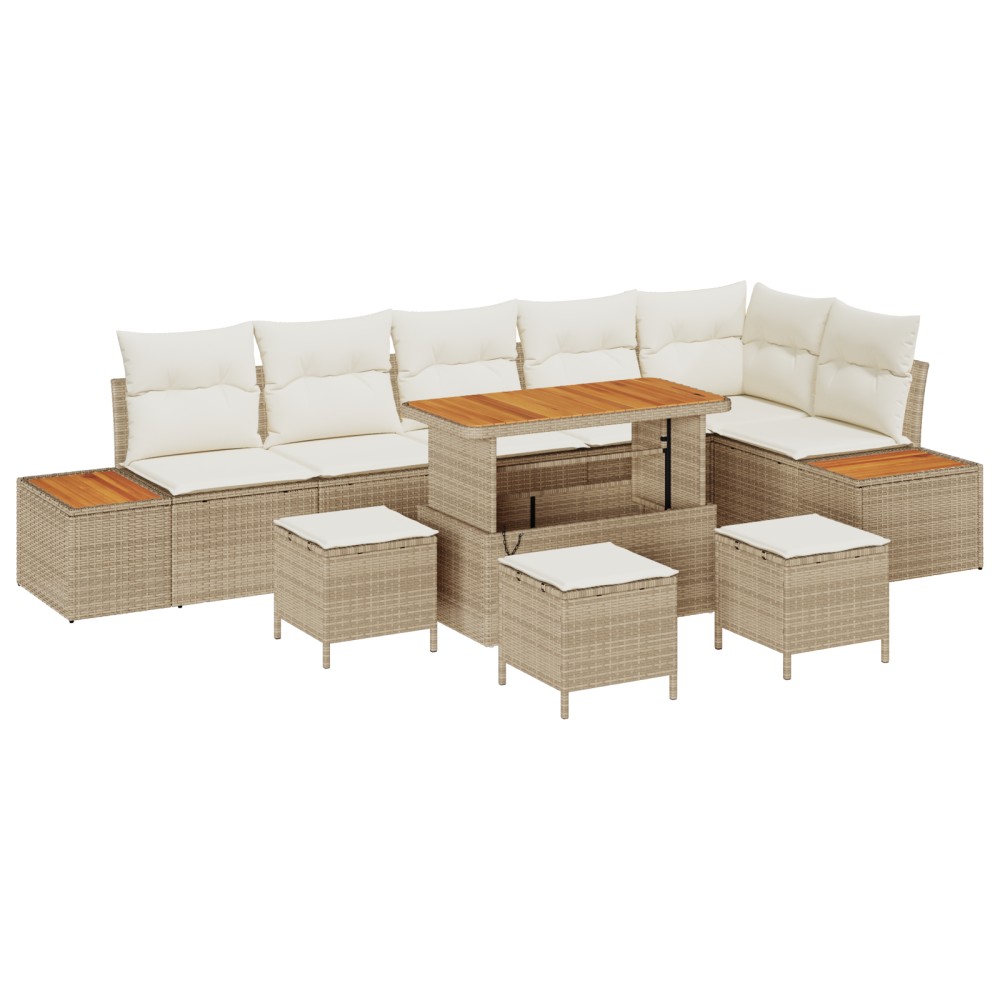 vidaXL Set de canapele pentru grădină cu pernă 10 pcs Bej Rattan poli