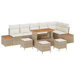 vidaXL Set de canapele pentru grădină cu pernă 10 pcs Bej Rattan poli vidaXL Set de canapele pentru grădină cu pernă 10 pcs Bej Rattan poli