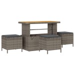 Set canapea de grădină vidaXL 10 piese cu perne Gri Ratan Acacia Set canapea de grădină vidaXL 10 piese cu perne Gri Ratan Acacia