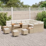 vidaXL Set de canapele pentru grădină cu pernă 13 pcs Bej Rattan poli vidaXL Set de canapele pentru grădină cu pernă 13 pcs Bej Rattan poli