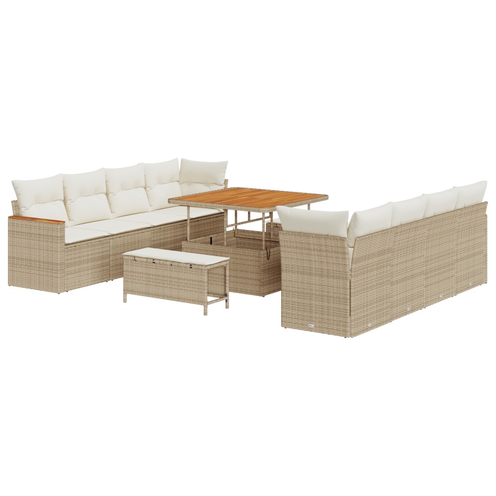 vidaXL Set de canapele pentru grădină cu pernă 11 pcs Bej Rattan poli