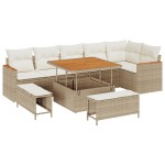 vidaXL Set de canapele pentru grădină cu pernă 9 pcs Bej Rattan poli