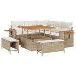 vidaXL Set de canapele pentru grădină cu pernă 8 pcs Bej Rattan poli