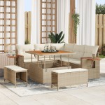vidaXL Set de canapele pentru grădină cu pernă 8 pcs Bej Rattan poli