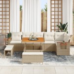 vidaXL Set de canapele pentru grădină cu pernă 9 pcs Bej Rattan poli