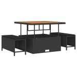 vidaXL Set de canapele pentru grădină cu pernă 17 pcs Negru poliratan