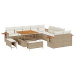 vidaXL Set de canapele pentru grădină cu pernă 13 pcs Bej Rattan poli