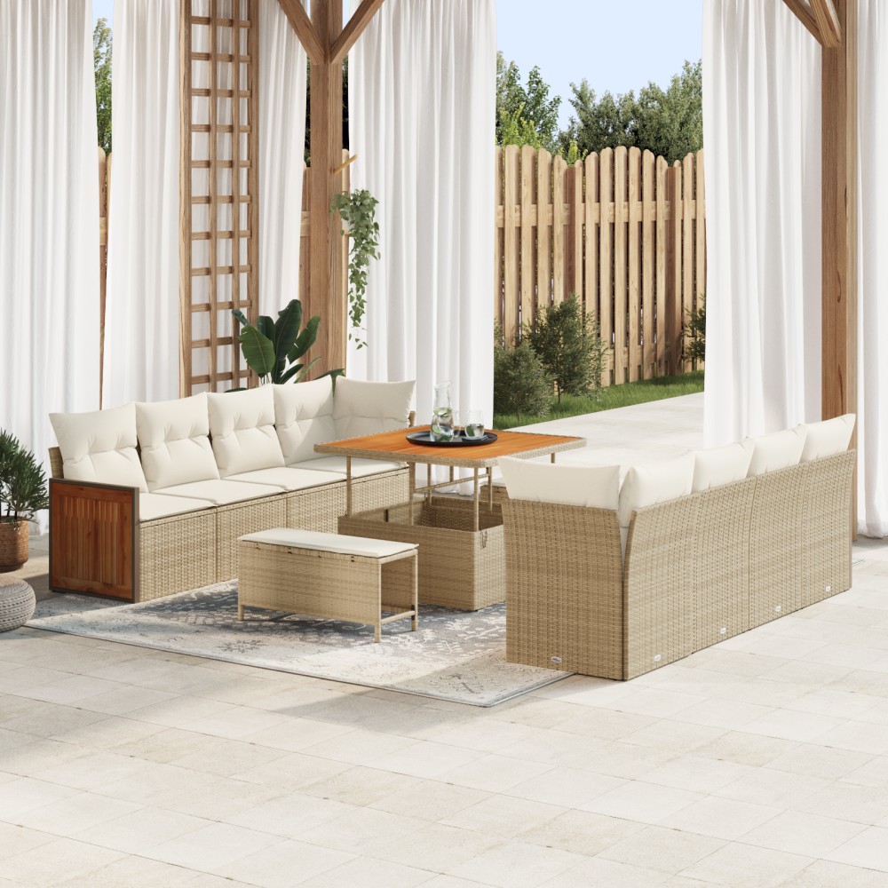 vidaXL Set de canapele pentru grădină 11 pcs Bej și crem