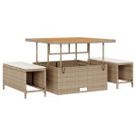 Set canapea de grădină vidaXL 13 piese cu perne Bej Ratan Poliester Acacia Set canapea de grădină vidaXL 13 piese cu perne Bej Ratan Poliester Acacia
