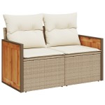 Set canapea de grădină vidaXL 13 piese cu perne Bej Ratan Poliester Acacia Set canapea de grădină vidaXL 13 piese cu perne Bej Ratan Poliester Acacia