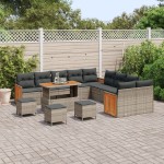vidaXL Set de canapele pentru grădină 14 pcs Gri și gri închis