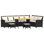 vidaXL Set canapea de grădină 4 piese cu perne, în formă de L negru vidaXL Set canapea de grădină 4 piese cu perne, în formă de L negru