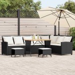 vidaXL Set canapea de grădină 4 piese cu perne, în formă de L negru vidaXL Set canapea de grădină 4 piese cu perne, în formă de L negru
