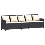 vidaXL Set canapea de grădină 4 piese cu perne, în formă de L negru vidaXL Set canapea de grădină 4 piese cu perne, în formă de L negru