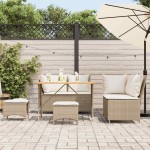 vidaXL Set canapele de grădină cu perne, 5 piese, bej, poliratan