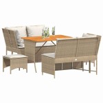 vidaXL Set canapele de grădină cu perne, 5 piese, bej, poliratan