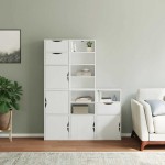 vidaXL Dulapuri laterale 5 buc ODDA alb 40x24x79 cm lemn masiv de pin