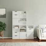 vidaXL Dulapuri laterale 5 buc ODDA alb 40x24x79 cm lemn masiv de pin