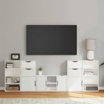 vidaXL Unități TV 5 piese cu depozitare ODDA din lemn masiv de pin alb vidaXL Unități TV 5 piese cu depozitare ODDA din lemn masiv de pin alb