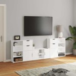 vidaXL Unități TV 5 piese cu depozitare ODDA din lemn masiv de pin alb vidaXL Unități TV 5 piese cu depozitare ODDA din lemn masiv de pin alb