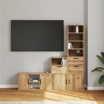vidaXL Unități TV 4 piese cu depozitare „ODDA” din lemn masiv de pin