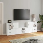vidaXL Unități TV 5 piese cu depozitare ODDA din lemn masiv de pin alb vidaXL Unități TV 5 piese cu depozitare ODDA din lemn masiv de pin alb