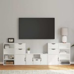 vidaXL Unități TV 5 piese cu depozitare ODDA din lemn masiv de pin alb vidaXL Unități TV 5 piese cu depozitare ODDA din lemn masiv de pin alb