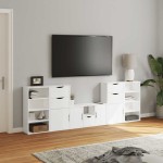vidaXL Unități TV 5 piese cu depozitare ODDA din lemn masiv de pin alb vidaXL Unități TV 5 piese cu depozitare ODDA din lemn masiv de pin alb