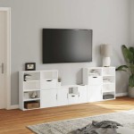 vidaXL Unități TV 5 piese cu depozitare ODDA din lemn masiv de pin alb vidaXL Unități TV 5 piese cu depozitare ODDA din lemn masiv de pin alb