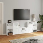 vidaXL Unități TV 5 piese cu depozitare ODDA din lemn masiv de pin alb vidaXL Unități TV 5 piese cu depozitare ODDA din lemn masiv de pin alb