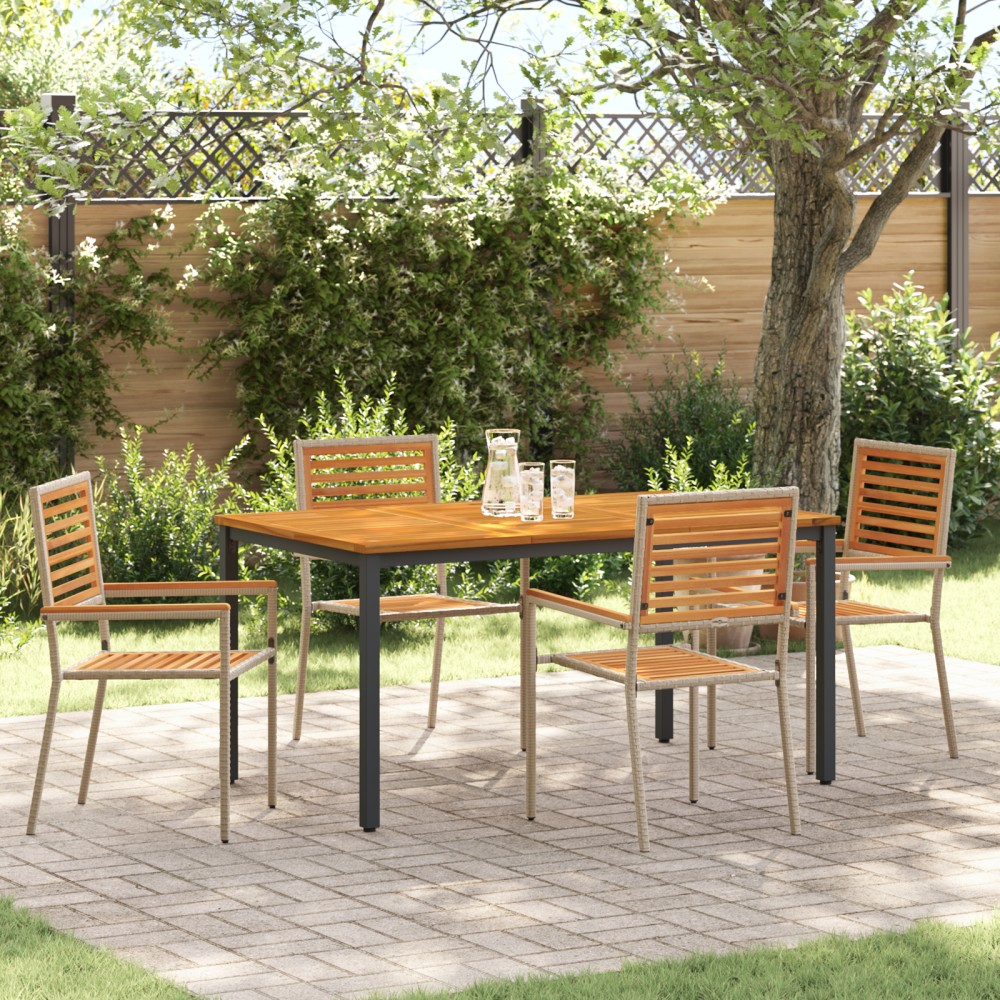vidaXL Set de masă pentru grădină 4 pcs Bej 150 x 90 x 75 cm poliratan