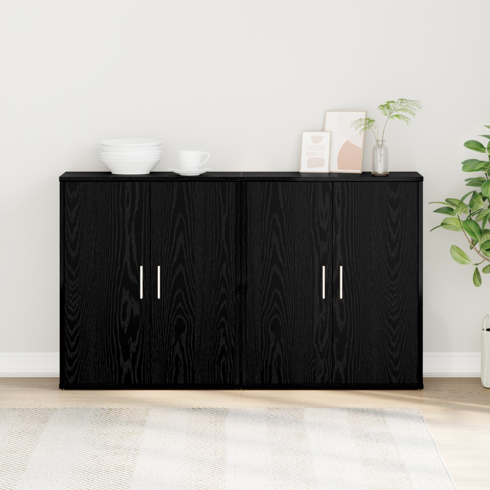 vidaXL Bufet cu raft 2 pcs Stejar negru 60 x 31 x 70 cm Lemn compozit