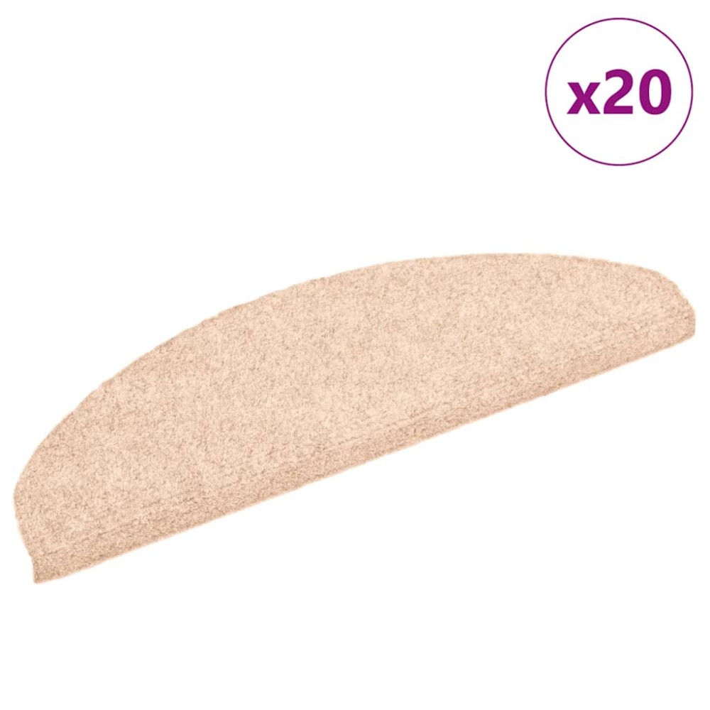 vidaXL Covorașe autoadezive pentru scări, 20 buc., 65x21x4 cm, crem, semirotunde, mari