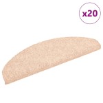 vidaXL Covorașe autoadezive pentru scări, 20 buc., 65x21x4 cm, crem, semirotunde, mari