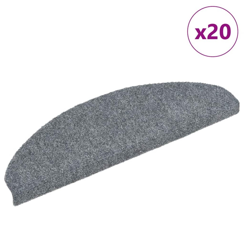 vidaXL Covorașe autoadezive pentru scări, 20 buc., 65x21x4 cm, gri deschis, semirotunde, mari