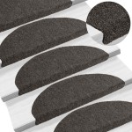vidaXL Covorașe pentru scări autoadezive, 20 buc., 65x21x4 cm, antracit, semirotunde, mari