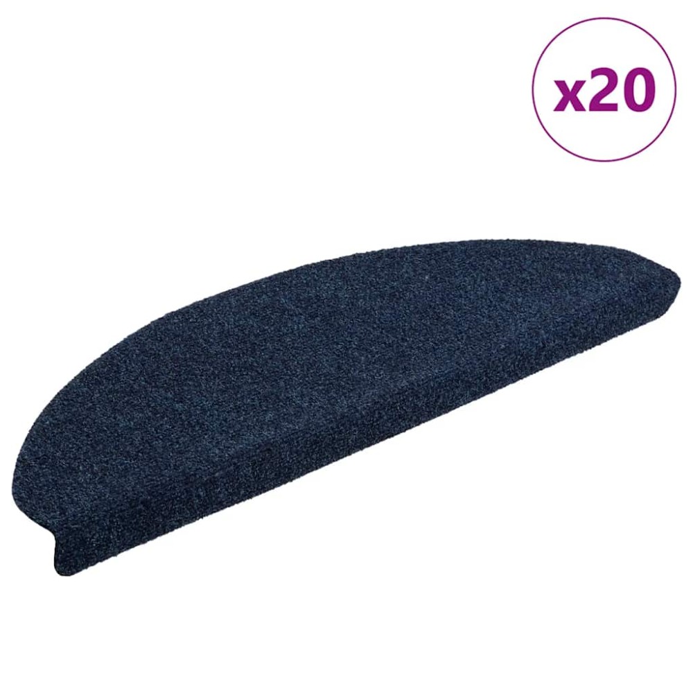 vidaXL Covorașe autoadezive pentru scări, 20 buc., 65x21x4 cm, bleumarin, semirotunde, mari