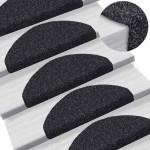 vidaXL Covorașe autoadezive pentru scări, 30 buc., 65x21x4 cm, negru, semirotunde, mari