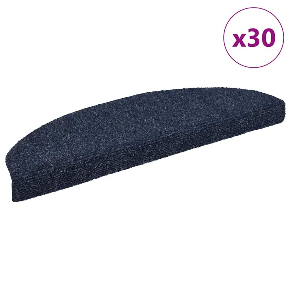 vidaXL Covorașe autoadezive pentru scări, 30 buc., 65x21x4 cm, albastru, semirotunde, mari