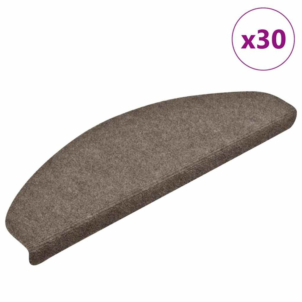 vidaXL Covorașe autoadezive pentru scări, 30 buc., 65x21x4 cm, bej, semirotunde, mari