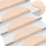 vidaXL Covorașe autoadezive pentru scări, 20 buc., 56x17x3 cm, crem, semirotunde vidaXL Covorașe autoadezive pentru scări, 20 buc., 56x17x3 cm, crem, semirotunde