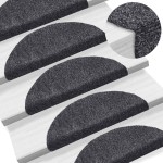 vidaXL Covorașe autoadezive pentru scări, 20 buc., 56x17x3 cm, gri închis, semirotunde vidaXL Covorașe autoadezive pentru scări, 20 buc., 56x17x3 cm, gri închis, semirotunde