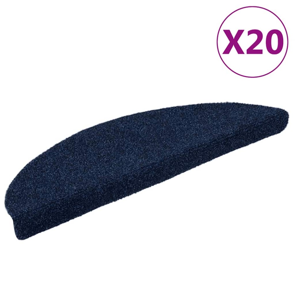 vidaXL Covorașe scări autoadezive, 20 buc., 56x17x3 cm, semirotunde, bleumarin